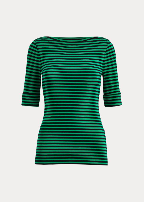 Women's Ralph Lauren Striped Cotton-Blend Tops | 268573QTA